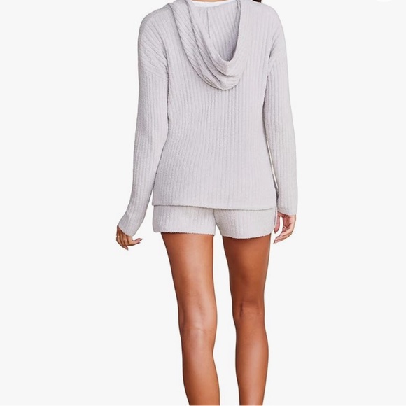 NWT Barefoot Dreams Hoodie and Shorts Ribbed Lounge Set in Beach Rock - Size XS - Picture 2 of 9